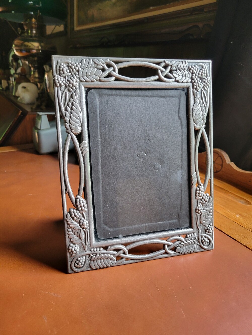 Metal Pewter? Heavy-Style Floral/grape Vine Picture Frame